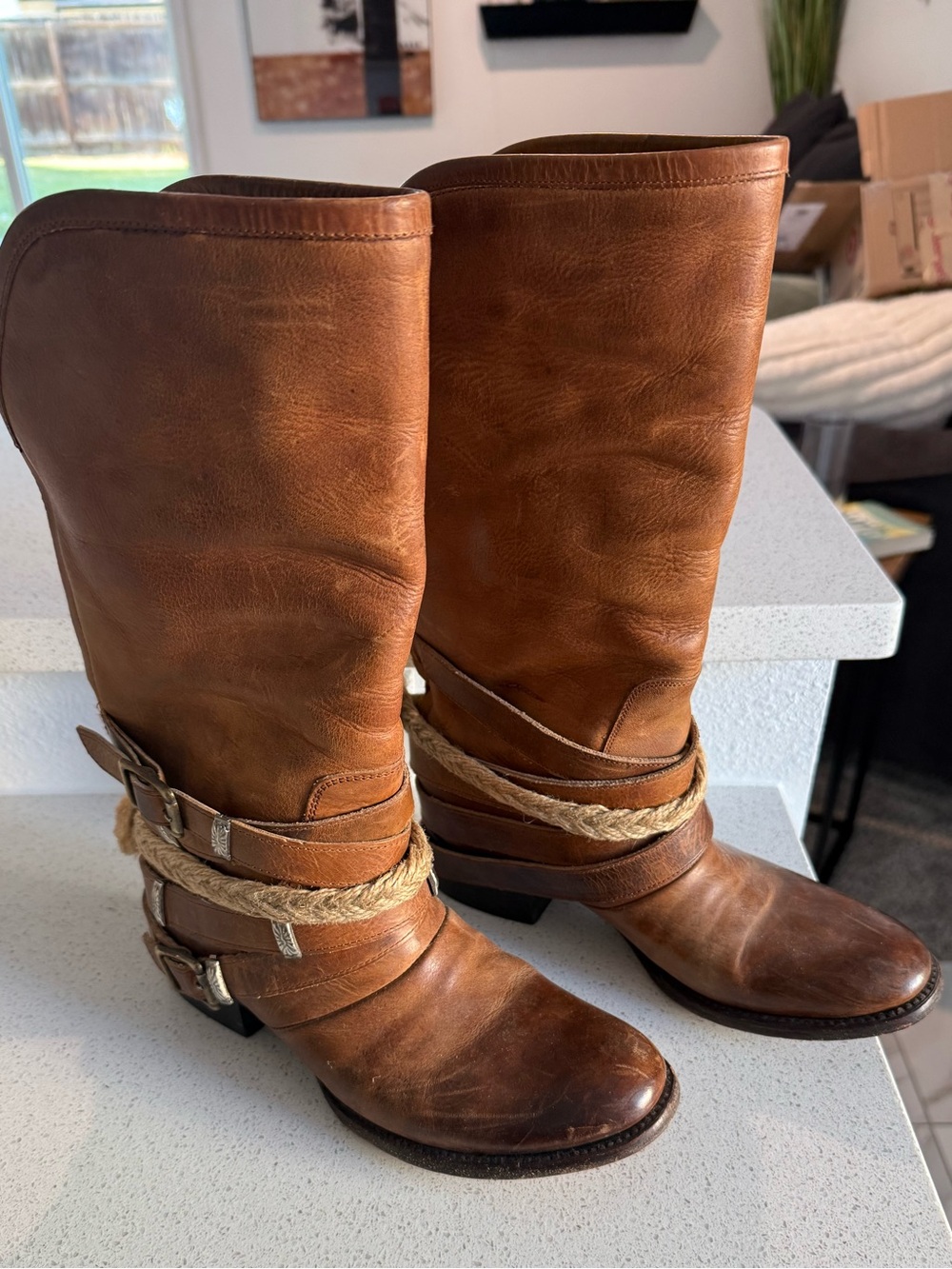 Freebird by Steven Women's Drove Boots with Straps- Tan leather - Size 7 - Picture 5 of 10